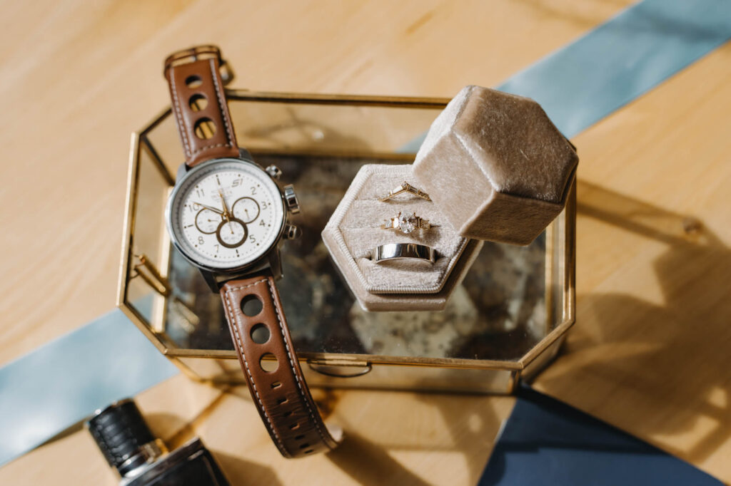 Wedding ring and watch 