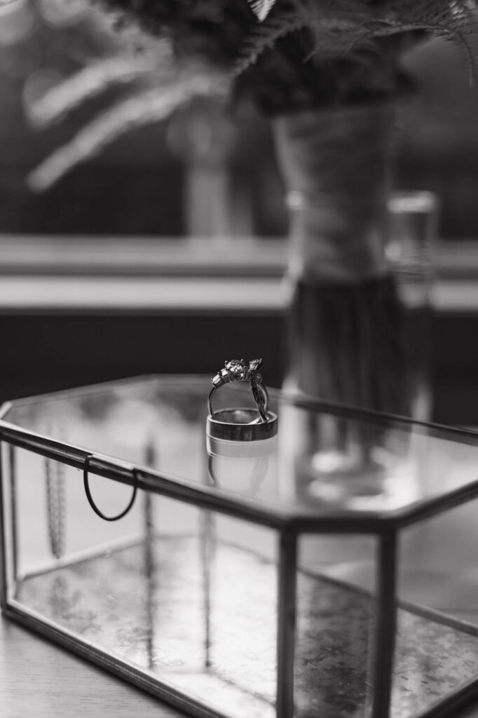 Black and white wedding rings