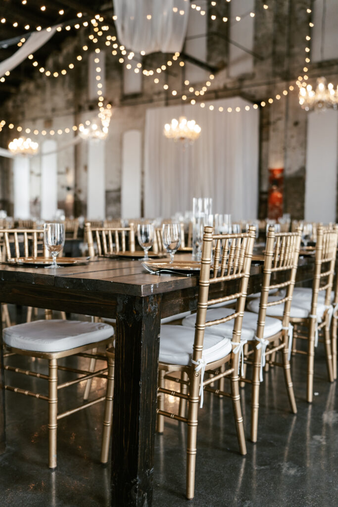 White and gold chairs in a Minnesota Wedding Venue